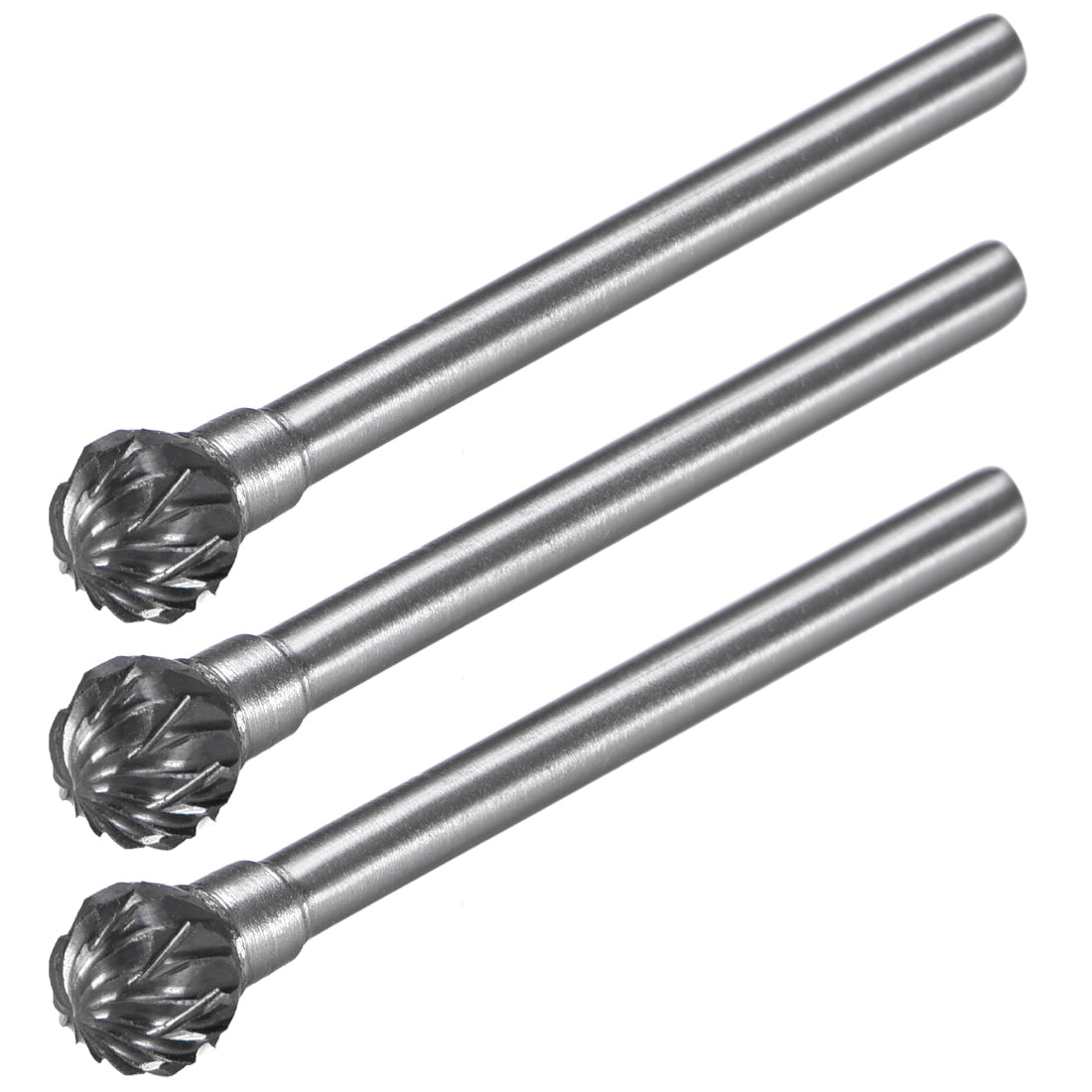 Harfington Tungsten Carbide Double Cut Rotary Burrs File Ball Shape with 1/8" Shank 3pcs