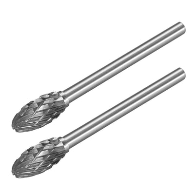 Harfington Tungsten Carbide Double Cut Rotary File Oval Shape with 1/8" Shank 2pcs