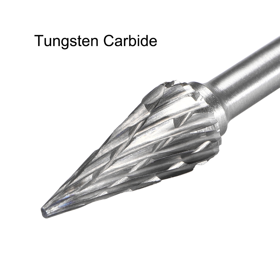 Harfington Tungsten Carbide Double Cut Rotary File Pointed Cone Shape w 1/8" Shank