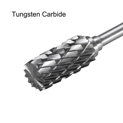 Harfington Tungsten Carbide Double Cut Rotary Burrs File Cylinder Shape w 3/32" Shank 2pcs