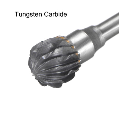 Harfington Tungsten Carbide Double Cut Rotary Burrs File Ball Shape w 3/32" Shank 2pcs