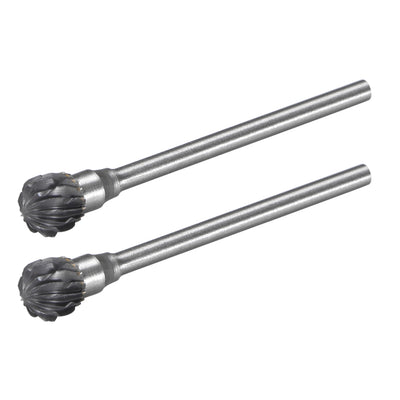 Harfington Tungsten Carbide Double Cut Rotary Burrs File Ball Shape w 3/32" Shank 2pcs