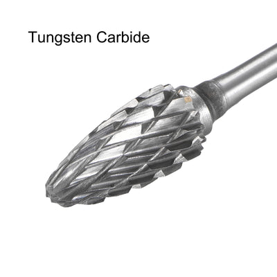 Harfington Tungsten Carbide Double Cut Rotary Burrs File Tree Shape with 3/32" Shank