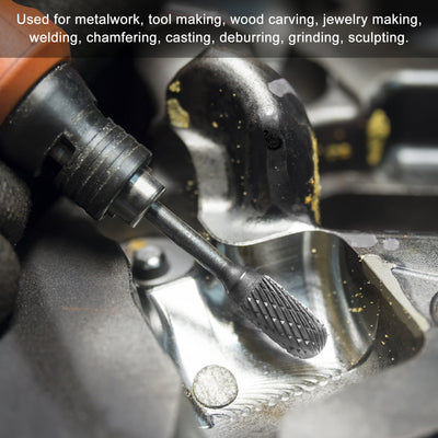 Harfington Tungsten Carbide Double Cut Rotary Burrs File Tree Shape with 3/32" Shank