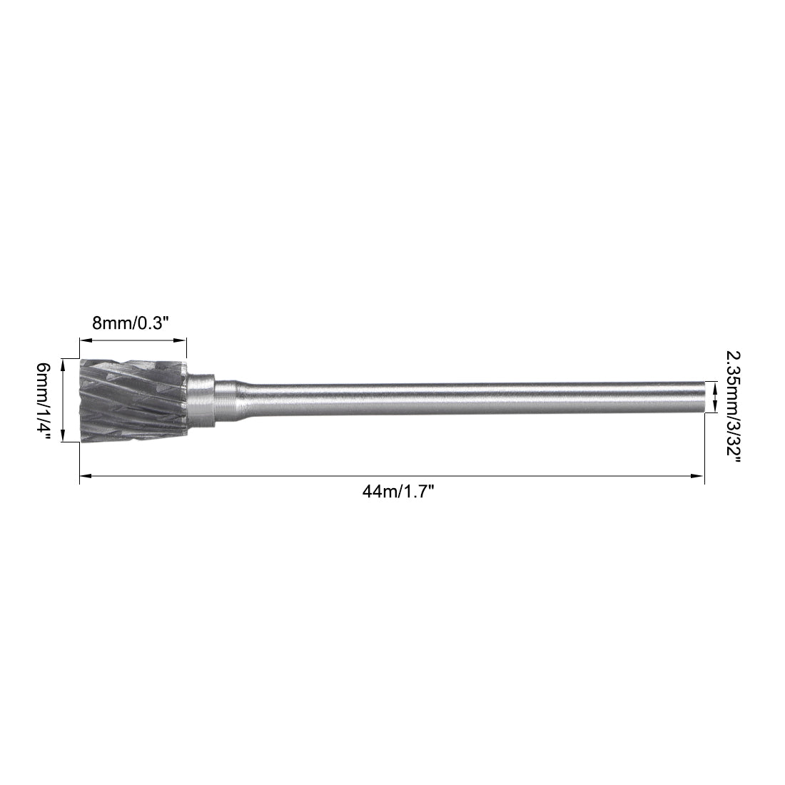Harfington Tungsten Carbide Double Cut Rotary File Cylindrical Shape with 3/32" Shank