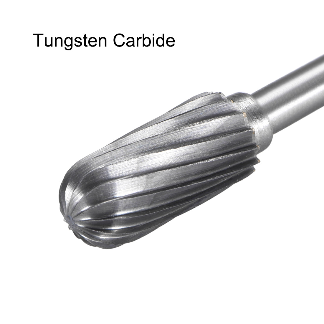 Harfington Tungsten Carbide Single Cut Rotary File Flat Top Cylinder Shape 1/8" Shank 3pcs