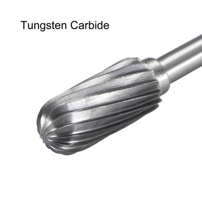 Harfington Tungsten Carbide Single Cut Rotary File Flat Top Cylinder Shape 1/8" Shank 3pcs