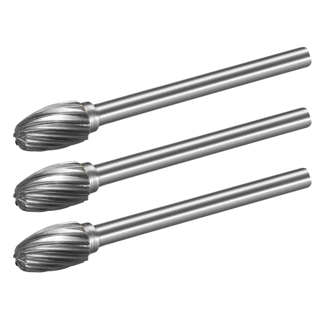 Harfington Tungsten Carbide Single Cut Rotary Burrs File Oval Shape w 1/8" Shank 3pcs