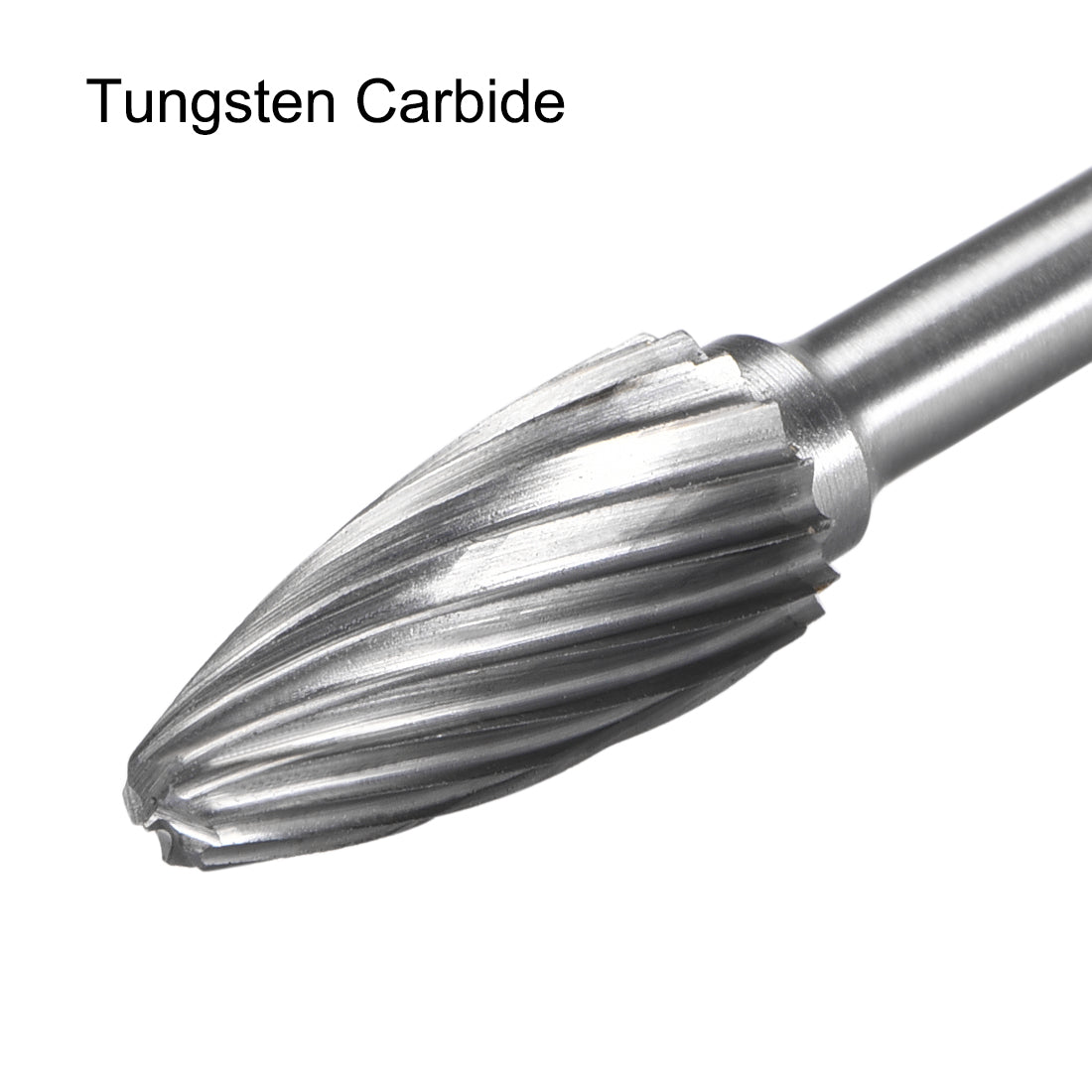 Harfington Tungsten Carbide Single Cut Rotary Burrs File Tree Shape w 1/8" Shank 3pcs