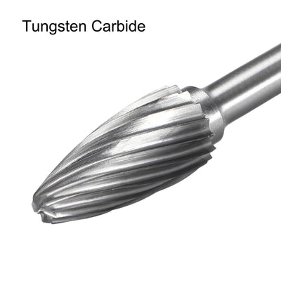 Harfington Tungsten Carbide Single Cut Rotary Burrs File Tree Shape w 1/8" Shank 3pcs