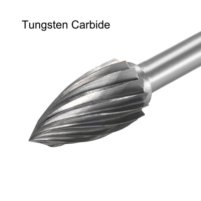 Harfington Tungsten Carbide Single Cut Rotary Burrs File Pointed Tree Shape with 1/8" Shank