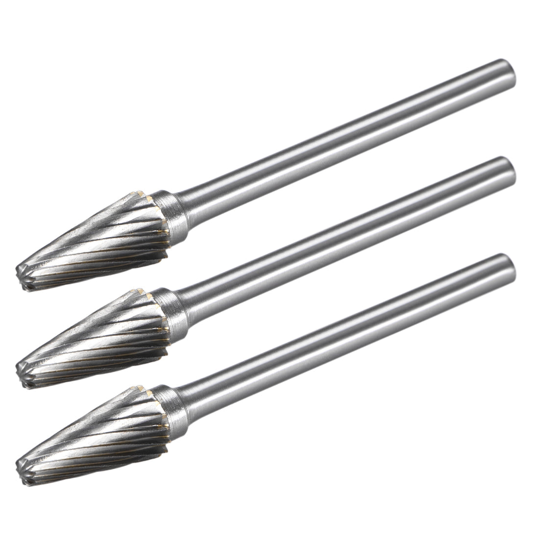 Harfington Tungsten Carbide Single Cut Rotary File Radius Cone Shape with 1/8" Shank 3pcs