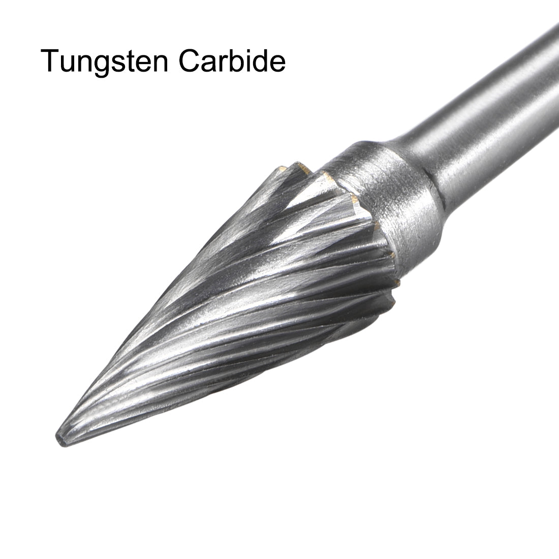 Harfington Tungsten Carbide Single Cut Rotary Burrs File Pointed Cone Shape with 1/8" Shank