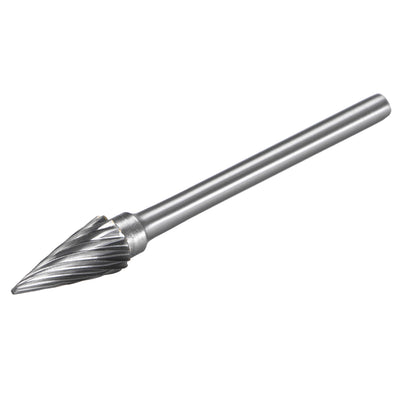 Harfington Tungsten Carbide Single Cut Rotary Burrs File Pointed Cone Shape with 1/8" Shank