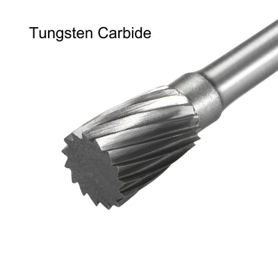 Harfington Tungsten Carbide Single Cut Rotary File Cylinder Shape with 1/8" Shank 3pcs