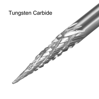 Harfington Double Cut Rotary Burrs File Cone Shape w 1/8" Shank and 1/8" Head Size