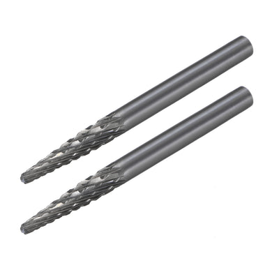 Harfington Double Cut Rotary Burrs Files Cone Shape with 1/8" Shank and 1/8" Head Size 2pcs