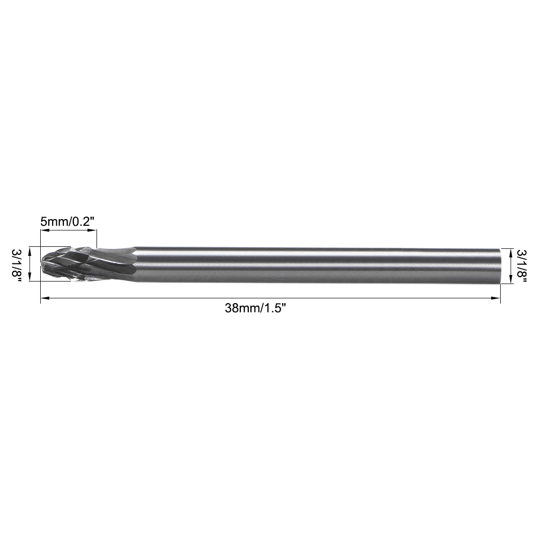 Harfington Double Cut Rotary Burrs Files Flame Shape, 1/8" Shank Dia, 1/8" Head Size 2pcs