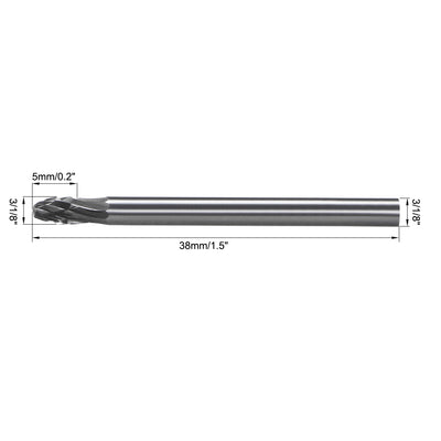Harfington Double Cut Rotary Burrs Files Flame Shape, 1/8" Shank Dia, 1/8" Head Size 2pcs
