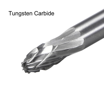 Harfington Double Cut Rotary Burrs Files Flame Shape, 1/8" Shank Dia, 1/8" Head Size 2pcs