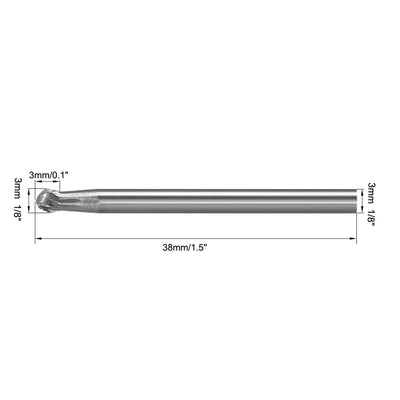 Harfington Double Cut Rotary Burrs File Ball Shape 1/8" Shank Dia and 1/8" Head Size 2pcs