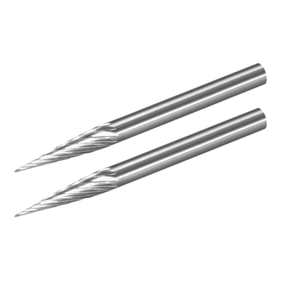 Harfington Single Cut Rotary Burrs File Cone Shape with 1/8" Shank and 1/8" Head Size 2pcs