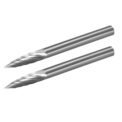 Harfington Single Cut Rotary Burrs Files Cone Shape 1/8" Shank 1/8" Head Size 2pcs