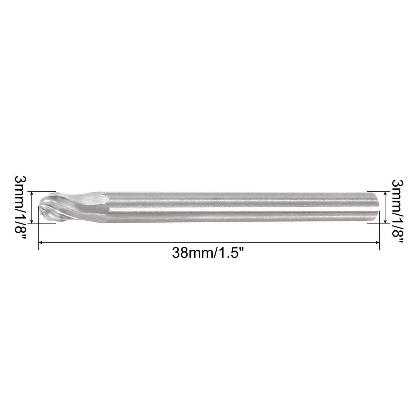 Harfington Single Cut Rotary Burrs Files Ball Shape with 1/8" Shank and 1/8" Head Size 2pcs
