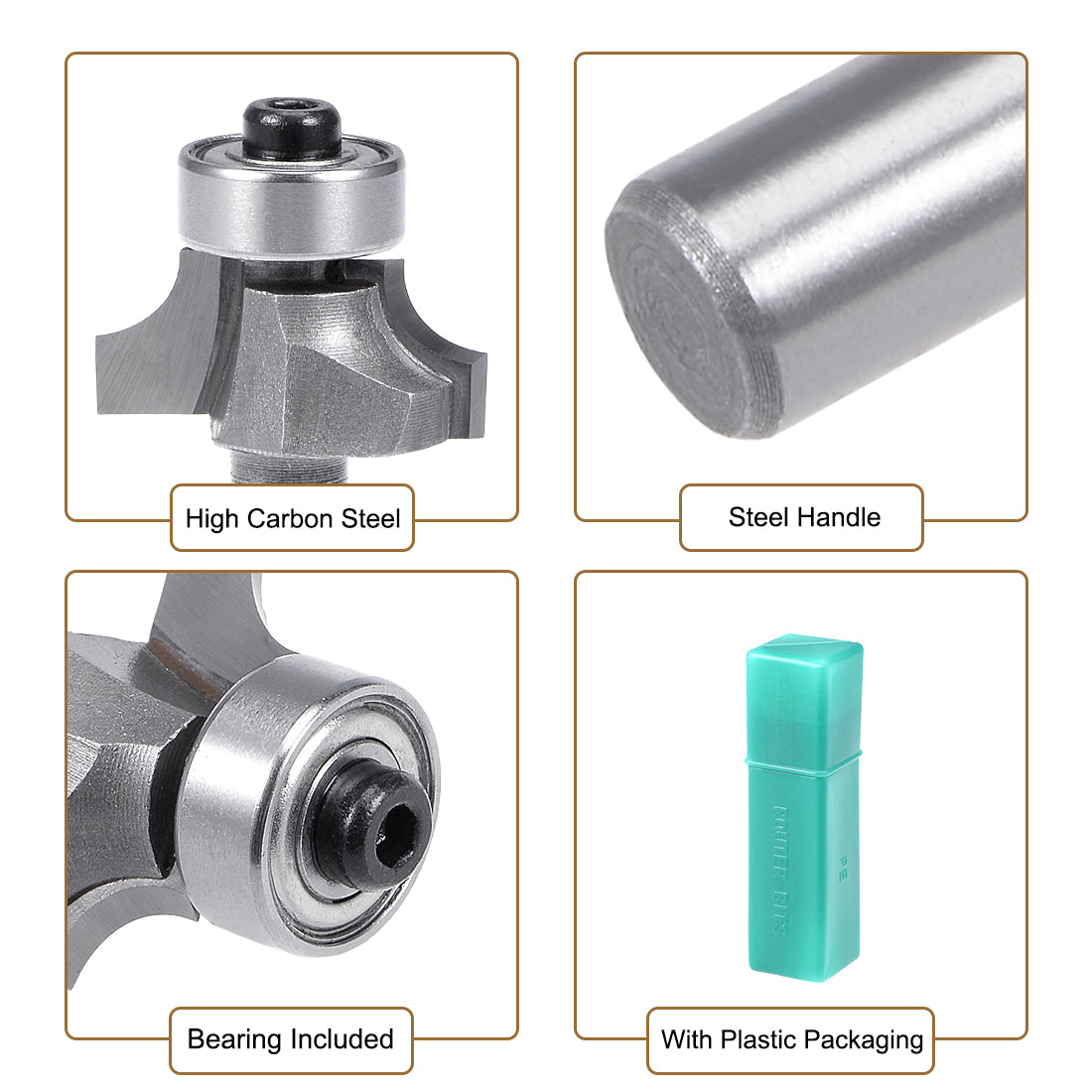 Harfington High Carbon Steel Milling Cutter Round Router Bit