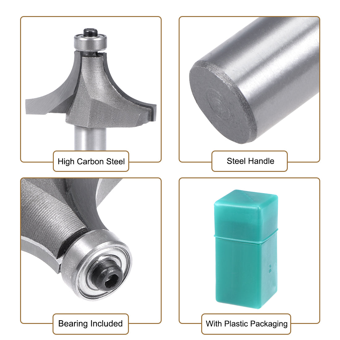 Harfington High Carbon Steel Milling Cutter Round Router Bit