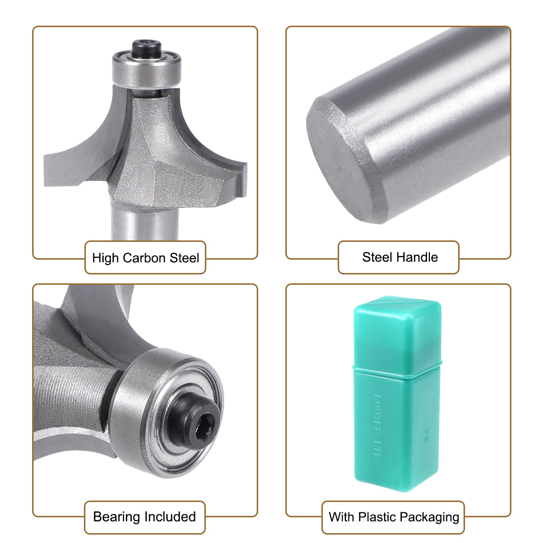 Harfington High Carbon Steel Milling Cutter Round Router Bit