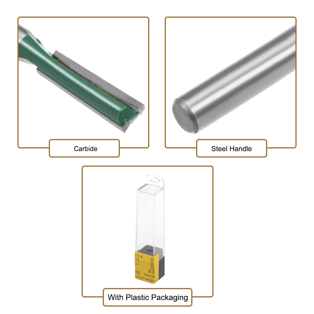 Harfington Router Bit 1/4 Shank 1/4" Cutting Dia 2 Straight Flutes Carbide for Woodworking Carpentry Milling Cutter Tool 2pcs