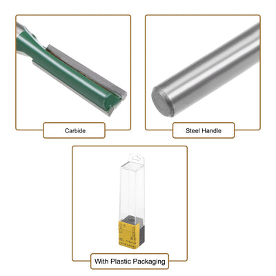 Harfington Router Bit 1/4 Shank 1/4" Cutting Dia 2 Straight Flutes Carbide for Woodworking Carpentry Milling Cutter Tool 2pcs