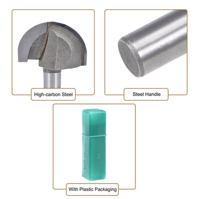 Harfington Router Bit 1/4 inch Shank 1 inch Cutting Dia. Core Box 2 Flutes Carbon Steel for Carpentry Woodworking Milling Cutter Tool