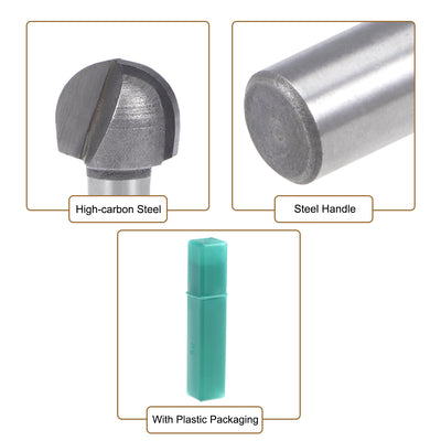 Harfington Router Bit 1/4 inch Shank 1/2 inch Cutting Dia. Core Box 2 Flutes Carbon Steel for Carpentry Woodworking Milling Cutter Tool