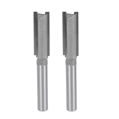 Harfington Router Bit 1/4" Shank 3/8" Cutting Dia 2 Straight Flutes Carbide for Woodworking Carpentry Milling Cutter Tool 2pcs