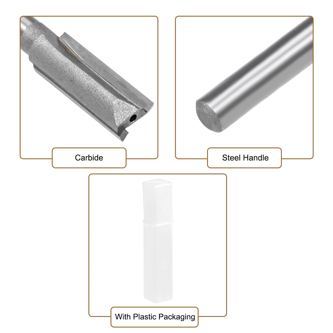 Harfington Router Bit 1/4" Shank 3/8" Cutting Dia 2 Straight Flutes Carbide for Woodworking Carpentry Milling Cutter Tool 4pcs