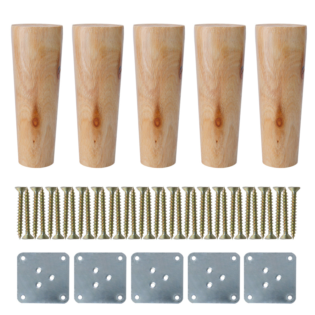 Harfington Round Solid Wood Furniture Leg Chair Sofa Cabinet Replacement Set of 5