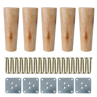 Harfington Round Solid Wood Furniture Leg Chair Sofa Cabinet Replacement Set of 5