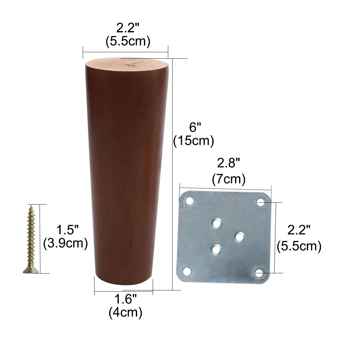 Harfington Round Solid Wood Furniture Leg Chair Sofa Cabinet Replacement Set of 5