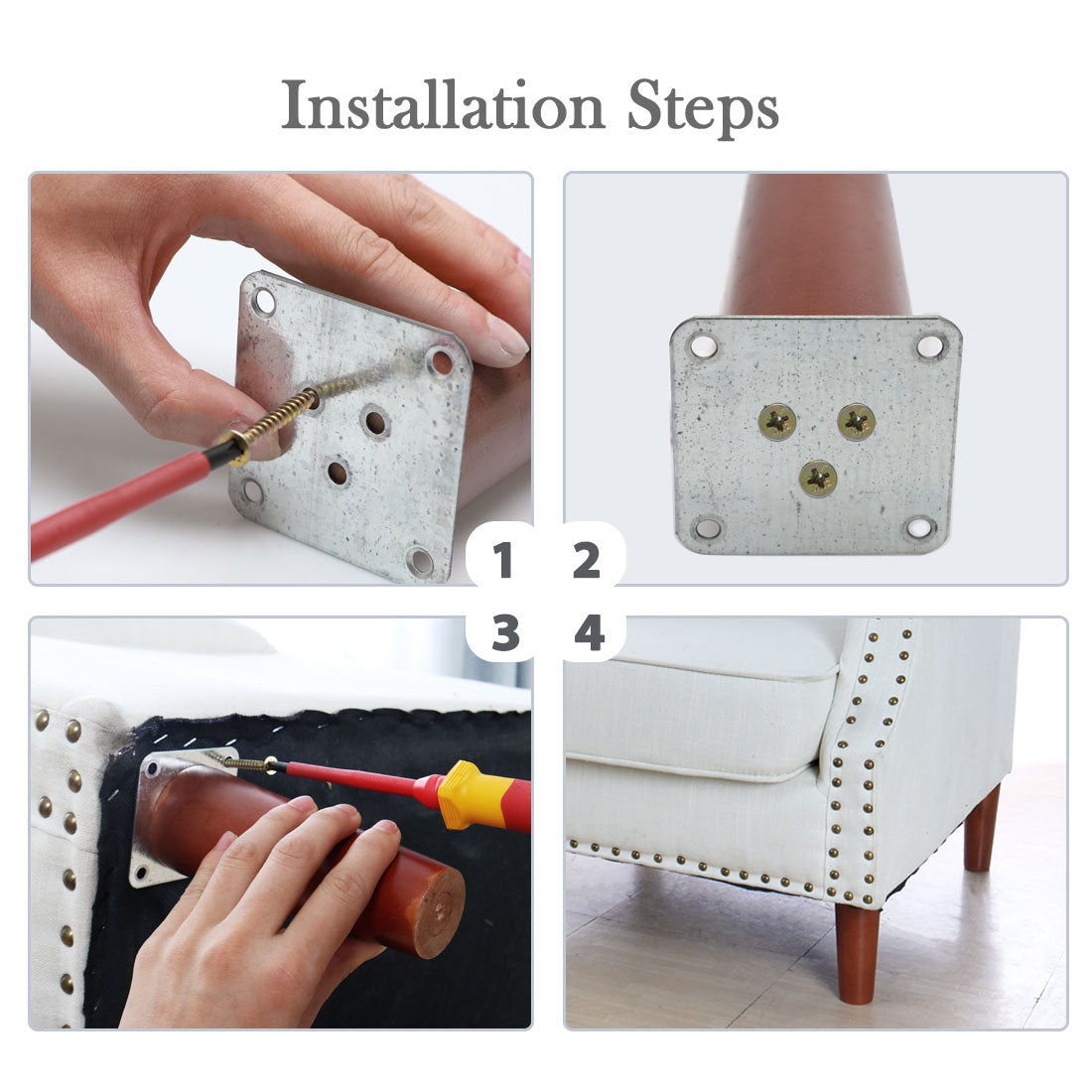 Harfington Round Solid Wood Furniture Leg Chair Sofa Cabinet Replacement Set of 5