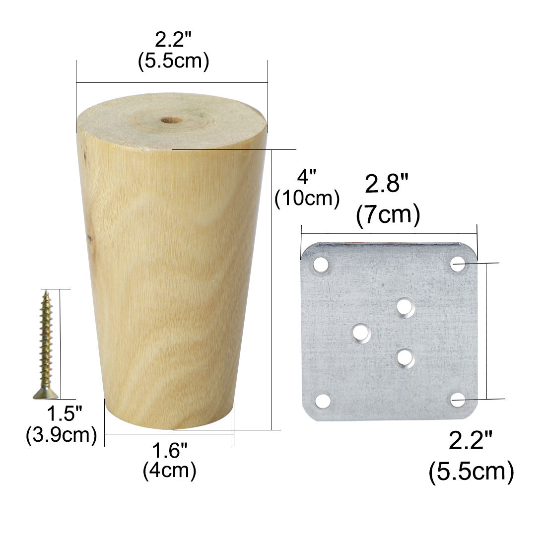 Harfington Round Solid Wood Furniture Leg Chair Sofa Cabinet Replacement Set of 5