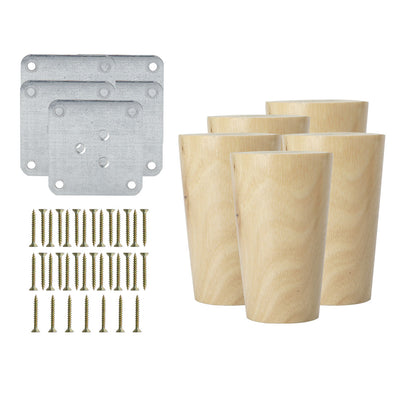 Harfington Round Solid Wood Furniture Leg Chair Sofa Cabinet Replacement Set of 5