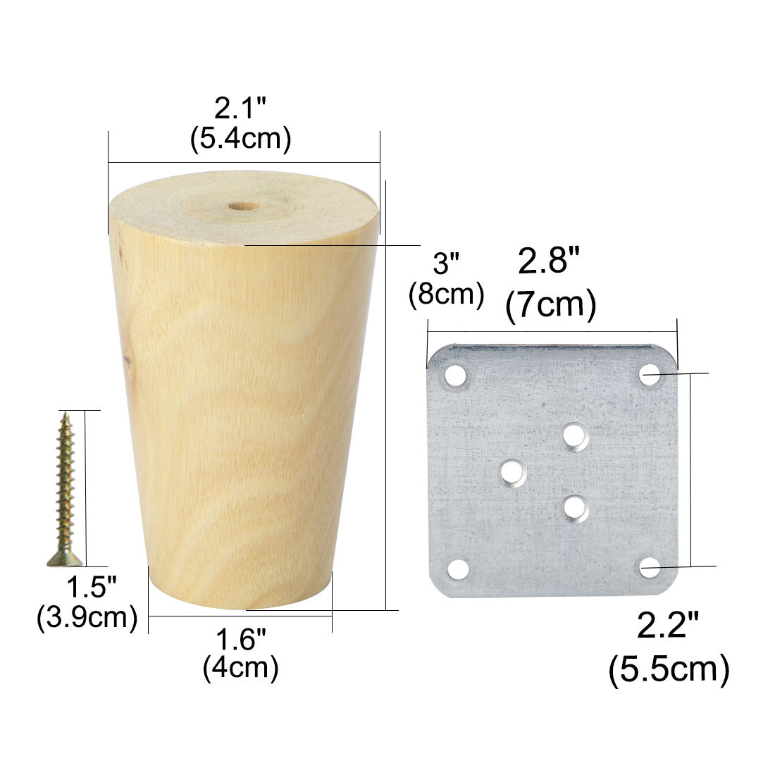 Harfington Round Solid Wood Furniture Leg Chair Sofa Cabinet Replacement Set of 5