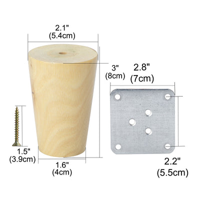 Harfington Round Solid Wood Furniture Leg Chair Sofa Cabinet Replacement Set of 5