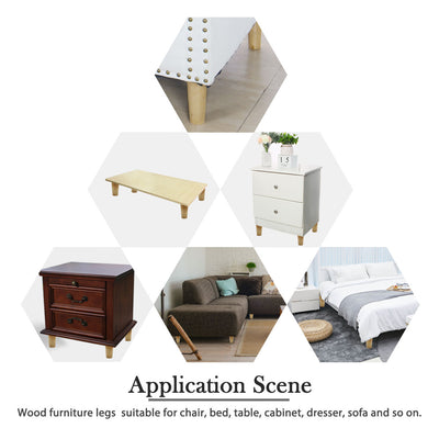 Harfington Round Solid Wood Furniture Leg Chair Sofa Cabinet Replacement Set of 5