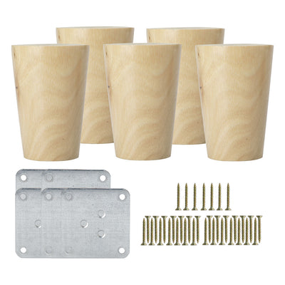 Harfington Round Solid Wood Furniture Leg Chair Sofa Cabinet Replacement Set of 5