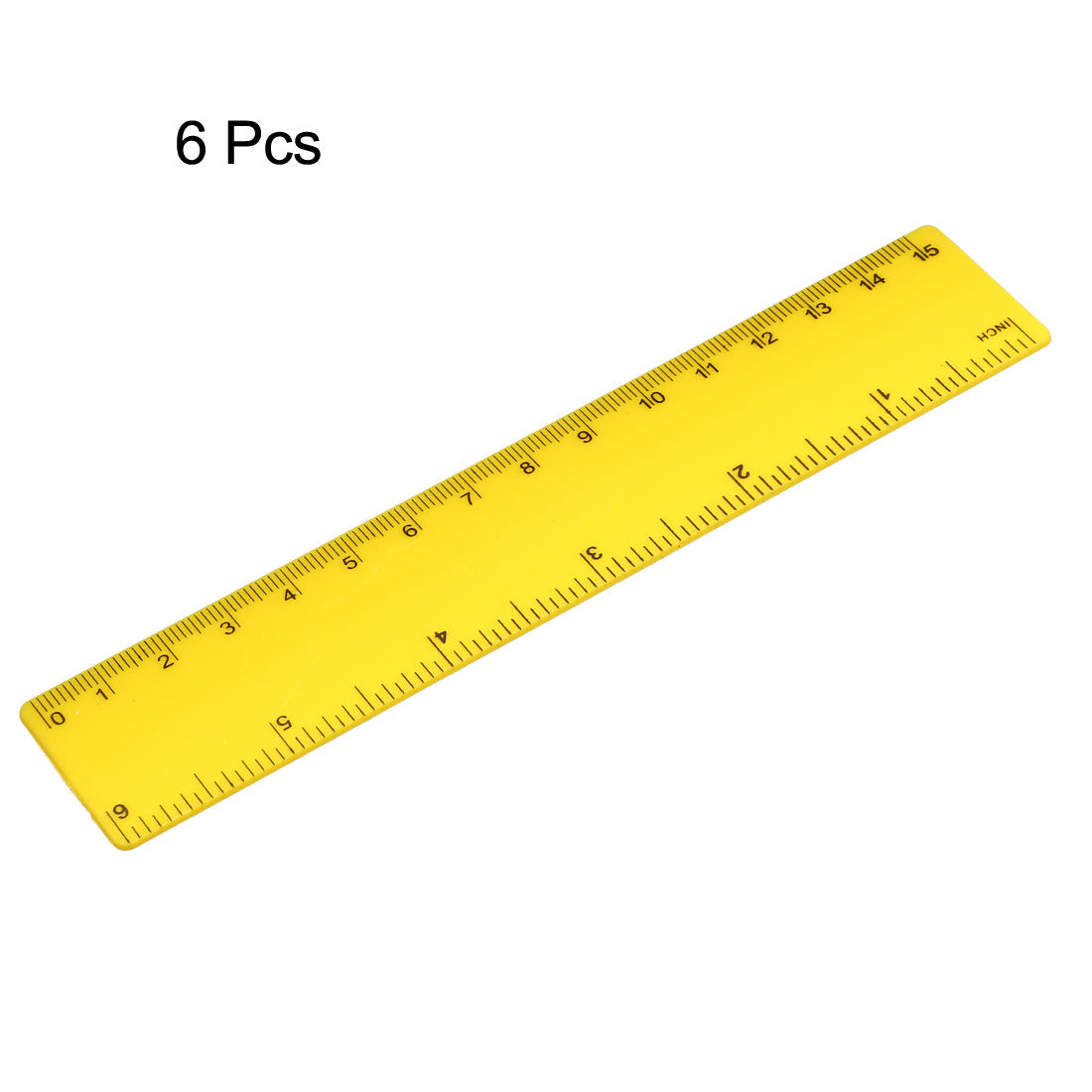 Harfington Plastic Ruler 15cm 6 inches Straight Ruler Yellow Measuring Tool 6 Pcs