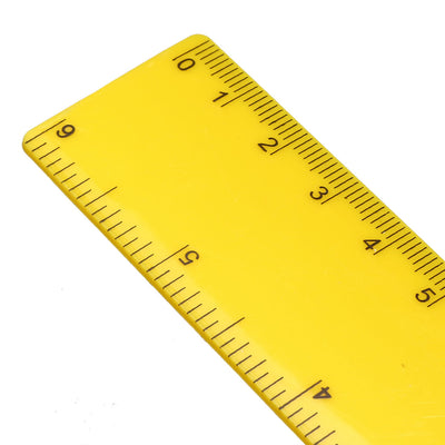 Harfington Plastic Ruler 15cm 6 inches Straight Ruler Yellow Measuring Tool 6 Pcs