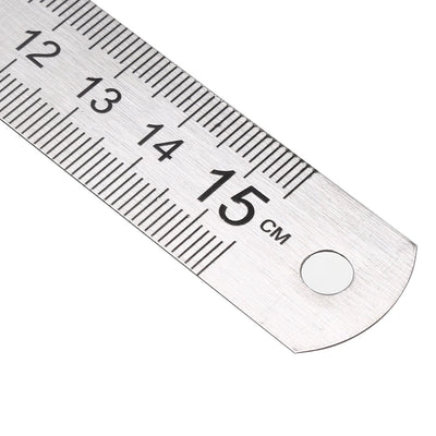 Harfington Steel Straight Ruler 6-inch (15cm) Inches and Metric Scale 3pcs